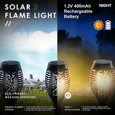 Luce solare impermeabile infiammante all'aperto della torcia elettrica solare LED della fiamma di 12LED 33LED