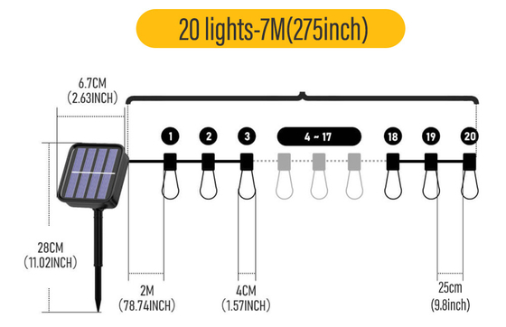 Le luci all'aperto della corda del LED con le lampadine infrangibili fanno il giardinaggio luci d'attaccatura del cortile
