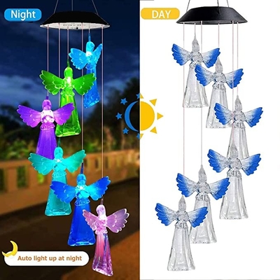 colore leggero del carillon di vento solare 60lm che cambia bianco caldo morbido 2700K