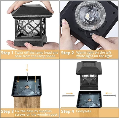 Luci alimentate solari alimentate solari del cappuccio della posta della piattaforma del quadrato impermeabile di Post Cap Lights del recinto