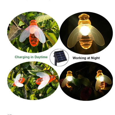 Luci leggiadramente solari alimentate solari all'aperto dell'ape delle luci della corda del LED 5M/9M