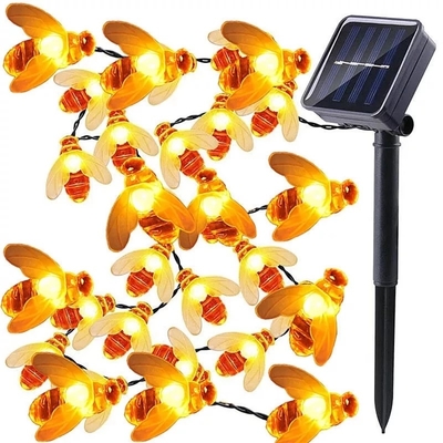 Honey Bee Fairy String Lights alimentato solare 20 LED per il giardino all'aperto