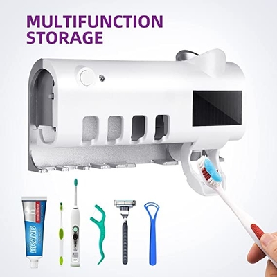 Funzione dello spazzolino da denti del bagno multi del supporto dell'erogatore UV a energia solare del dentifricio in pasta