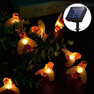 Bianco caldo impermeabile all'aperto di 20LED Honey Bee Solar String Lights per le decorazioni del giardino