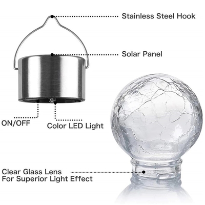Candeliere impermeabile della palla di vetro della decorazione della luce solare del crepitare IP65