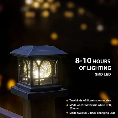 Luce decorativa alimentata solare 3w del percorso della luce della colonna del cortile