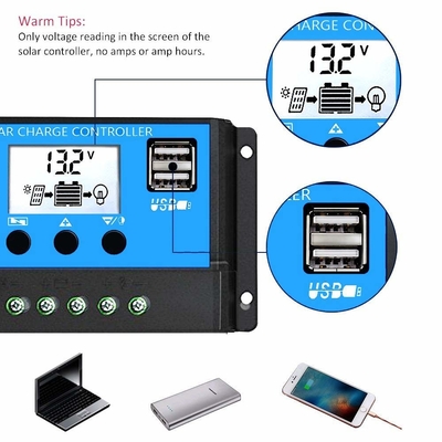 Regolatore solare Regulator 12V/24V 60A 50A 40A 30A 20A 10A PWM USB 5V dell'esposizione LCD
