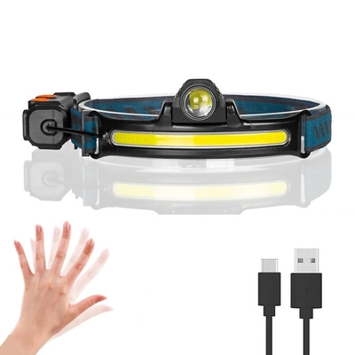 Lampada frontale a induzione ricaricabile USB Zoom Lampada frontale a LED COB Torcia a batteria integrata Torcia frontale multifunzione a 6 modalità